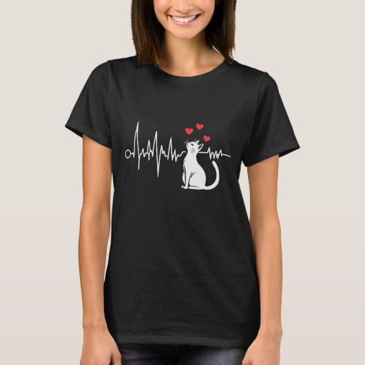 T-shirt My Heart Beats for Cats (Devant)