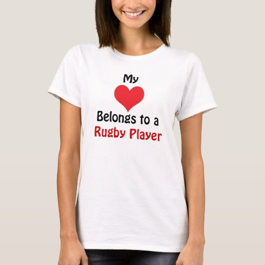 T-shirt My Heart Belongs to a Rugby Player (Devant)