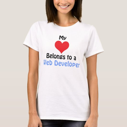 T-shirt My Heart Belongs to a Web Developer (Devant)