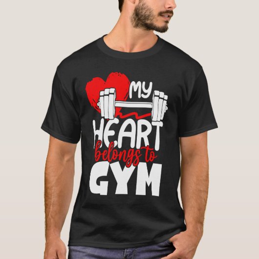 T-shirt My Heart Belongs To Gym Valentines Day Workout (Devant)