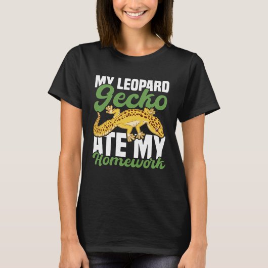 T-shirt My Leopard Gecko Ate My Homework Lizard (Devant)