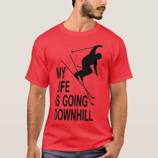 T-shirt My Life is Go Downhill Skiier 1 BLK