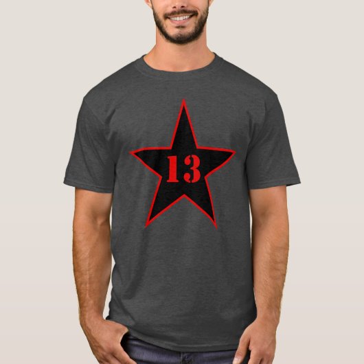 T-shirt My Lucky Number Star - Numéro 13 - v2 (noir) (Devant)