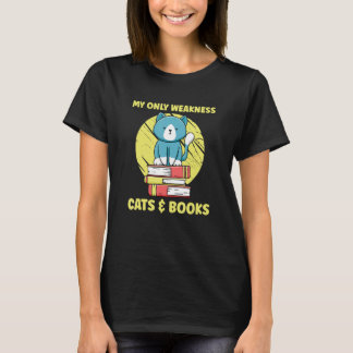 T-shirt My Only Weakness Cats & Books Cat Kitten Bookworm