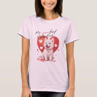 T-shirt My Pawfect Valentine - Jote White Jindo Puppy