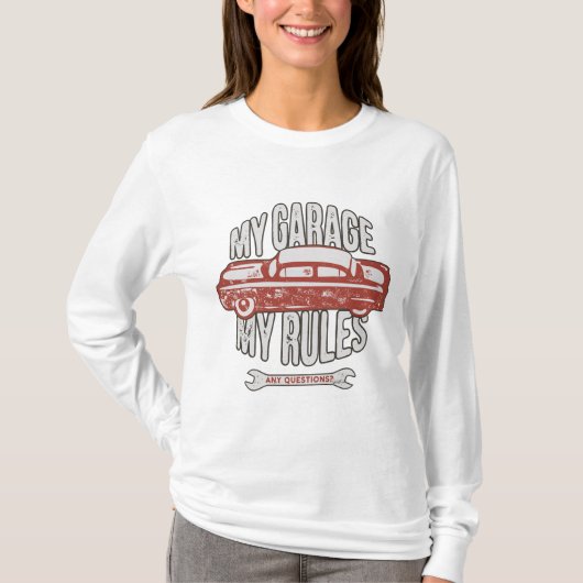 T-shirt My Rules Classic Red Car Retro Mechanic (Devant)
