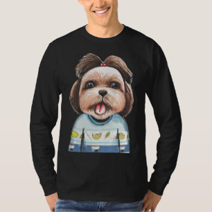 T-shirt My Shih Tzu Aquarelle Animal Portrait Chien Maman 