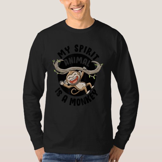 T-shirt My Spirit Animal Is a Monkey Cute Ape Primates Mon (Devant)