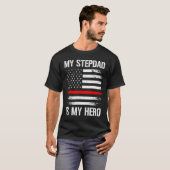 T-shirt My Stepdad Is My Hero Firefighter Thin Red Line (Devant entier)