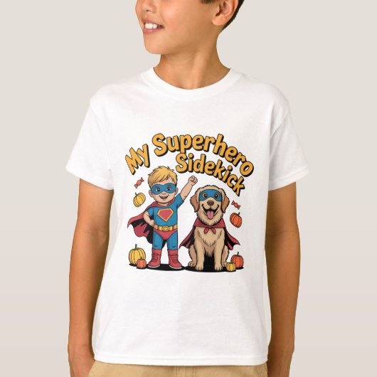 T-shirt My Superhero Sidekick Halloween Kids Tee (Devant)