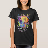 T-shirt My Tail Is Feathery I Could Fly Golden Retriever (Devant)