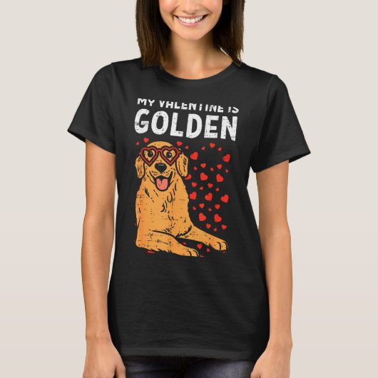 T-shirt My Valentine Is Golden Retriever Valentines Day Pe (Devant)