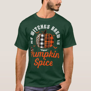 T-shirt My Witch Brew is Citrouille Spice Halloween Plaid 