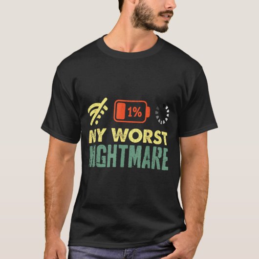 T-shirt My Worst Low Battery Funny Gamers Humor Men  (Devant)