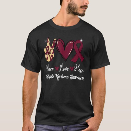 T-shirt Myélome multiple Sensibilisation Paix Amour Hope B (Devant)