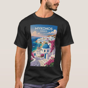 T-shirt Mykonos Grèce Côte Voyage Art Vintage