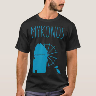T-shirt Mykonos, Grèce Moulin à vin Iconique & Petros Péli