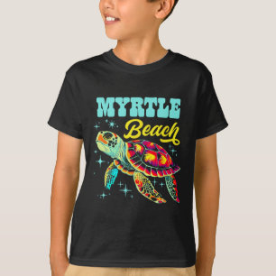 T-shirt Myrtle Beach Sc Artistique Tortue de mer Rétro