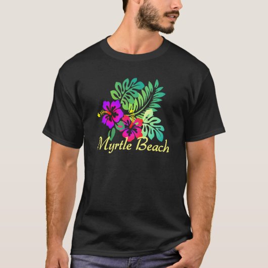 T-shirt Myrtle Beach Tropical Flower Surf Vacay (Devant)