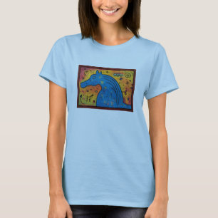T-shirt Mystère de chemise bleue de cheval