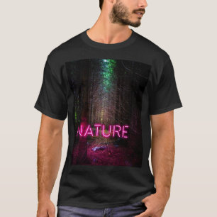 T-shirt Mystère forêt d'épinette nature néon magenta signe