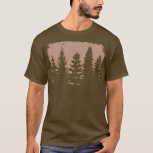 T-shirt Mystérieuse Silhouette Forêt Vintage