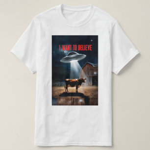 T-Shirt Mysterieuze UFO Ontvoering van een Zuivel 