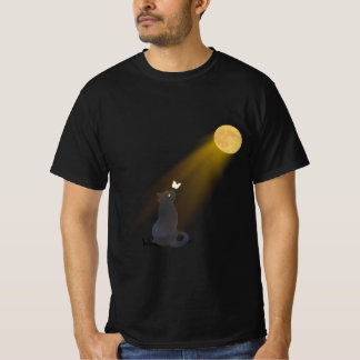 T-shirt Mystic Black Cat Gazing at the Glowing Moon T-Shir