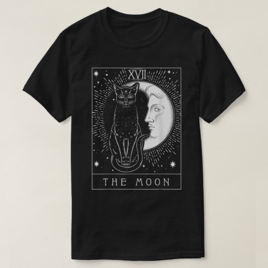 T-shirt Mystic Cat Tarot | The Moon Card Art (Design devant)
