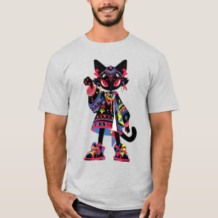 T-shirt Mystic Kawaii Chat - Colorful Tribal Spirit Tee