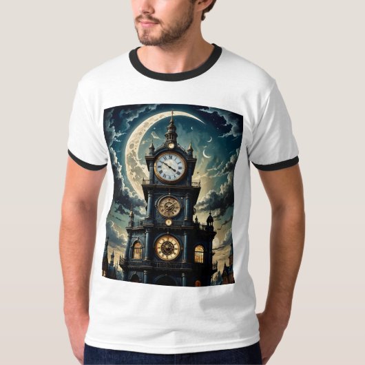 T-shirt Mystic Midnight Clock Tower T Shirt (Devant)