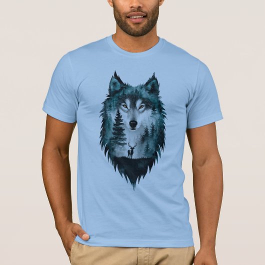 T-Shirt Mystic Wolf Forest Double Exposure (Devant)