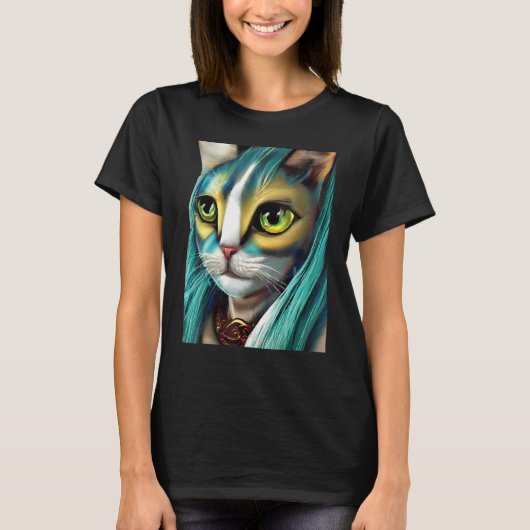 T-shirt Mystical Feline Aurora Galactic Cat  Graphics (Devant)