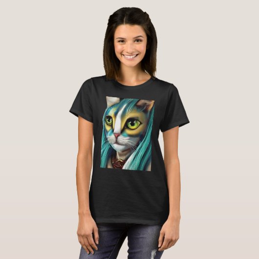 T-shirt Mystical Feline Aurora Galactic Cat  Graphics (Devant entier)
