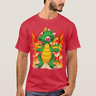 T-shirt Mythique Créature Feu Dragon Imaginaire animal mou