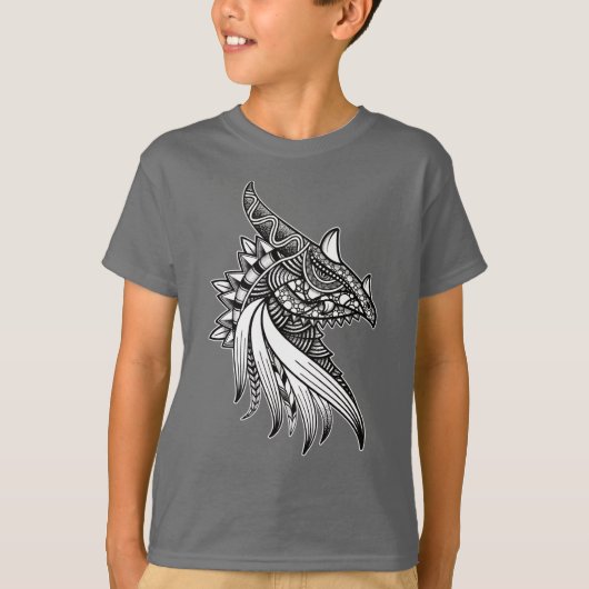 T-shirt Mythique Dragon Mandala - Imaginaire Horned Head T (Devant)