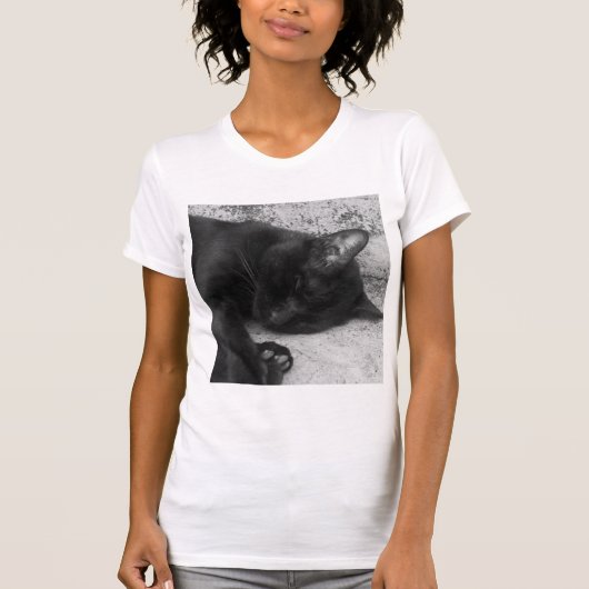 T-shirt N&B - Chat endormi (Devant)