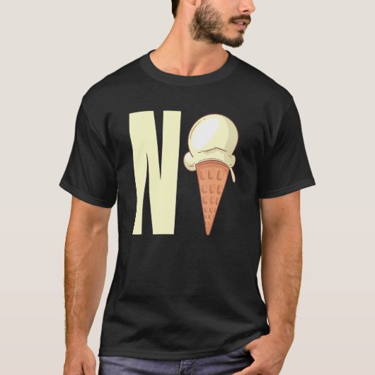 T-shirt N Ice Nice Joke N Ice Cream Mot Mème (Devant)