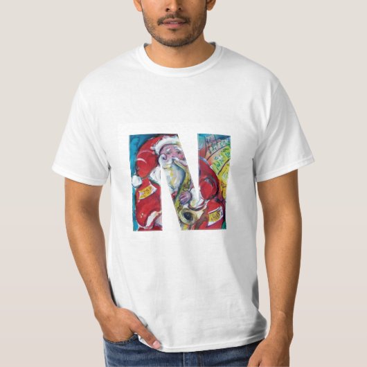 T-SHIRT N LETTRE /PÈRE NOËL ET SAX, MONOGRAMME DU PARTI DE (Devant)