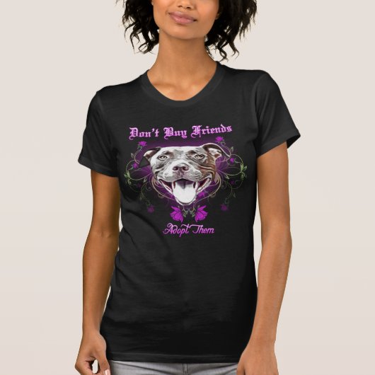 T-shirt N'achetez pas vos amis, les adoptent (Devant)