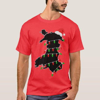 T-shirt Nadolig Llawen Pays de Galles Lumières de Noël Gal