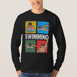 T-shirt Nage crawl, poitrine, dos, dauphin, 4 nages