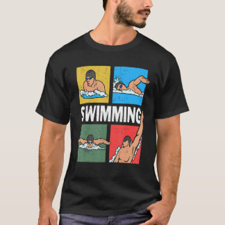 T-shirt Nage crawl, poitrine, dos, dauphin, 4 nages