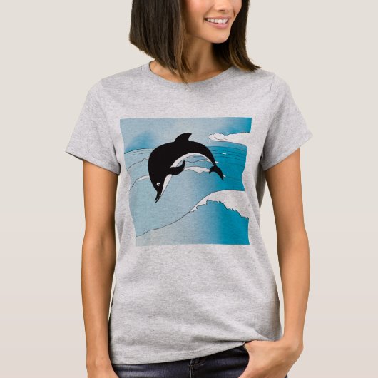 T-shirt Nager Avec Les Dauphins (Devant)