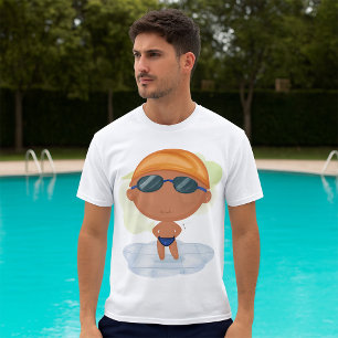 T-shirt Nager Garçon en lunettes et Casquette de natation