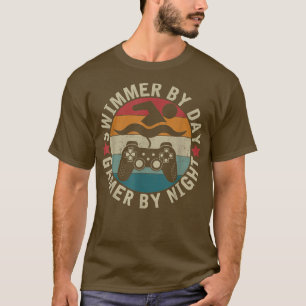 T-shirt Nager Par Jeu De Jour Par Nuit Nage Amusant Nage