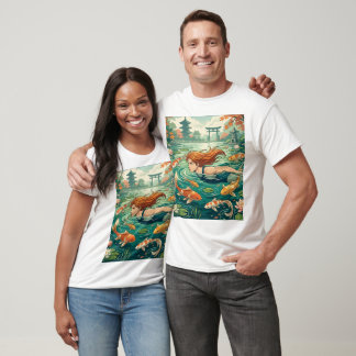 T-shirt Nageur dans un bassin de carpes koï