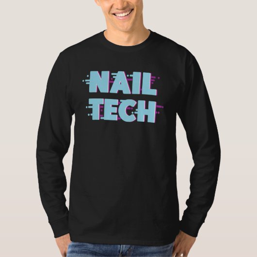 T-shirt Nail Tech Travail Uniforme Nail Polonais Glitch Ré (Devant)
