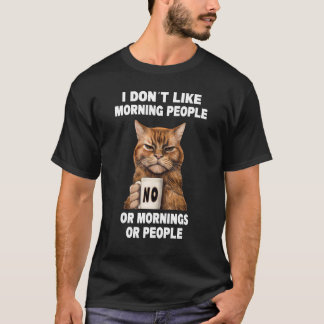 T-shirt n'aime pas le matin chat grincheux drôle avec café