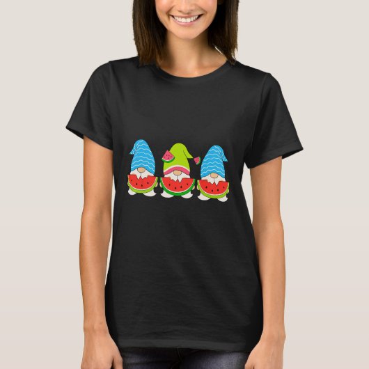 T-shirt Nain d'été mangeant une pastèque Noël de nains (Devant)